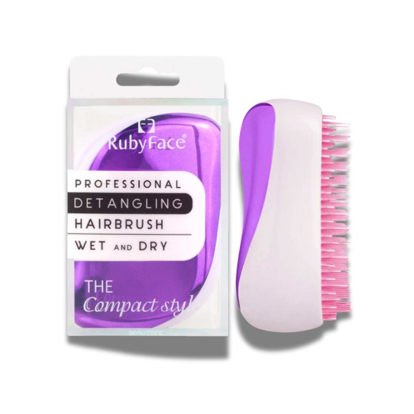 Szczotka do włosów DETANGLING – WET & DRY z nakładką do torebki, kolor fioletowy